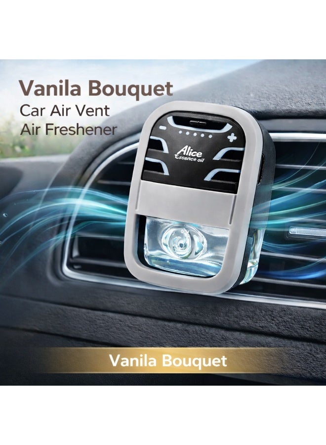 أليس معطر جو للسيارة من أليس إيسنس، برائحة الفانيليا، يُثبّت على فتحات التهوية - موزع عطر سائل فاخر يدوم طويلاً لخلق أجواء مميزة - مزيل روائح كريهة وزيت عطري بخمسة مستويات قابلة للتعديل - منخفض السمية وآمن - مناسب لجميع فتحات التهوية. - Image 3